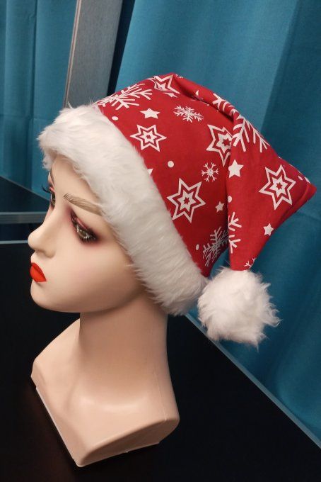 Bonnet de Noël en flocon étoile rouge